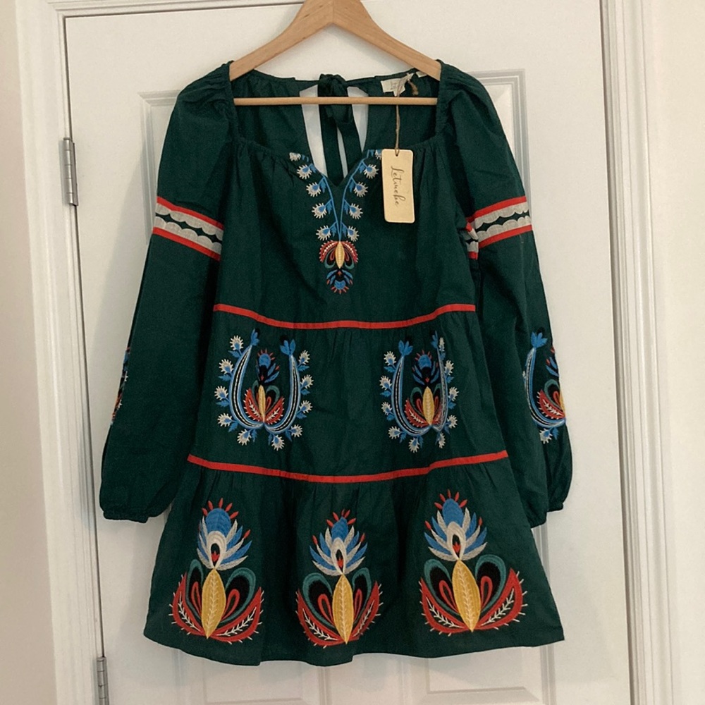 Anthropologie Let Me Be Embroidered Tunic Dress